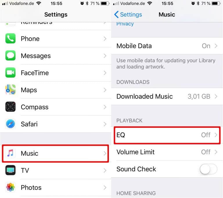 Music Equalizer Enable on iPhone