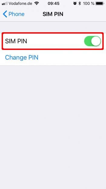 تعطيل PIN لبطاقة SIM