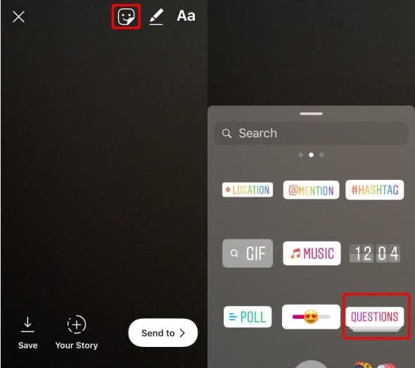 Add Instagram questions sticker to Instagram Story