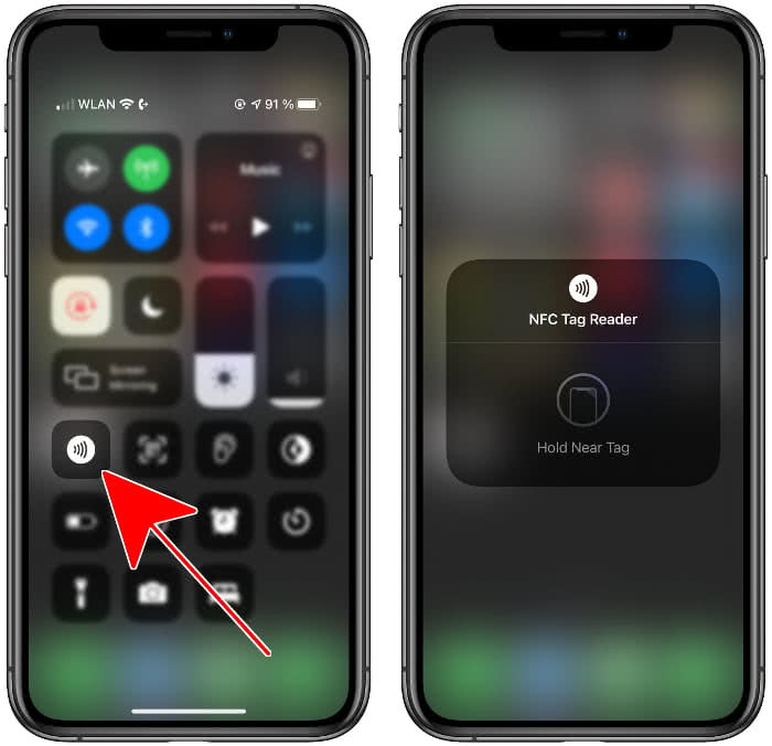 Activate NFC Tag Reader in the Control Center