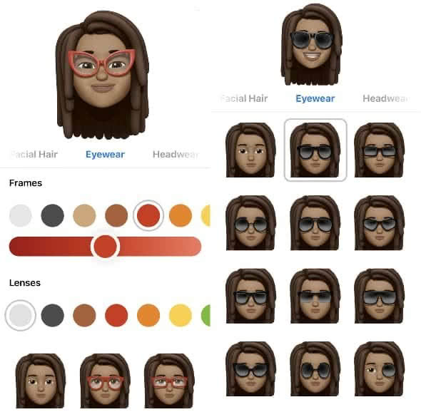 Choosing animoji eyewear