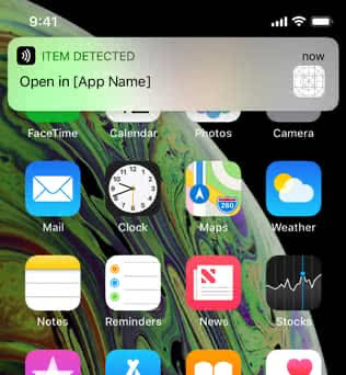 افتح العنصر الممسوح ضوئيًا في تطبيق قارئ NFC على iPhone