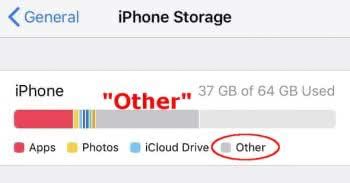 "أخرى" في مساحة تخزين iPhone