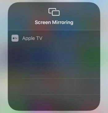 حدد جهاز AirPlay في قائمة Screen Mirroring
