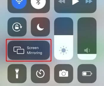 Screen Mirroring Button in Control Centre on iPhone
