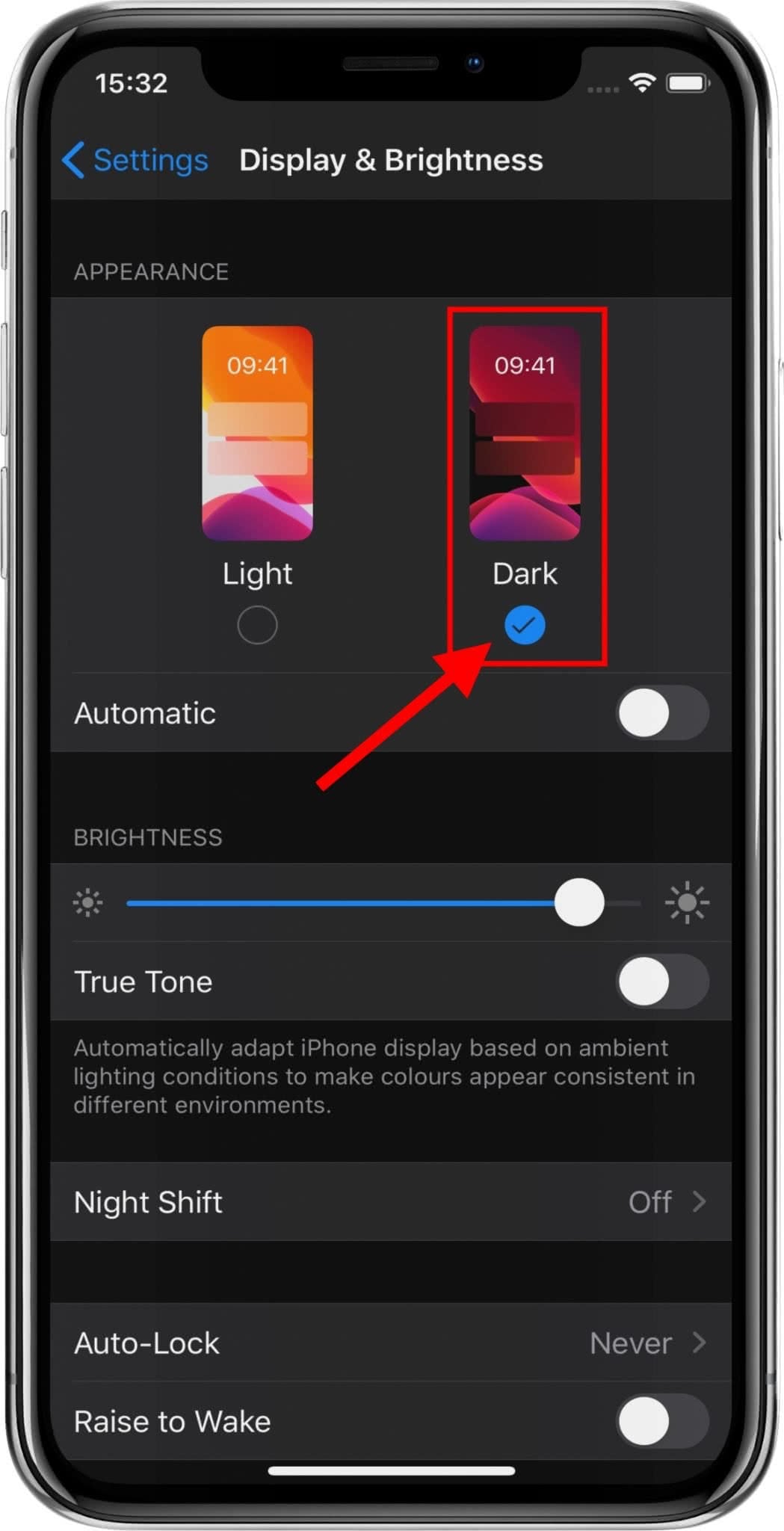 how do you turn off dark mode on iphone xr