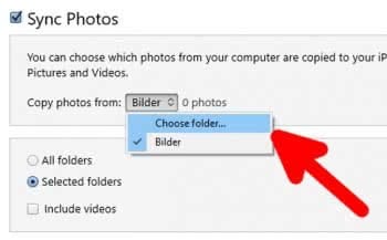 Choose folder to sync photos