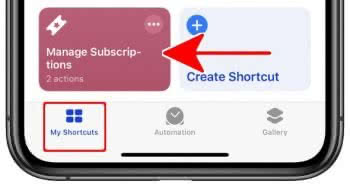 "Manage Subscriptions" shortcut on the iPhone