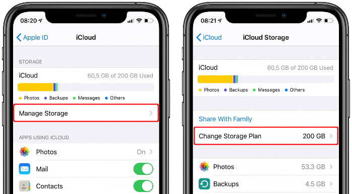 Change iCloud Storage plan on iPhone