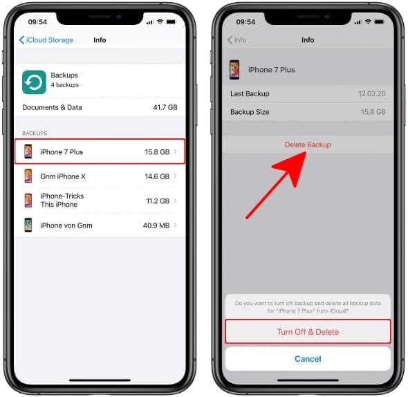 Delete iCloud backup on iPhone