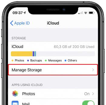 إدارة تخزين iCloud على iPhone 