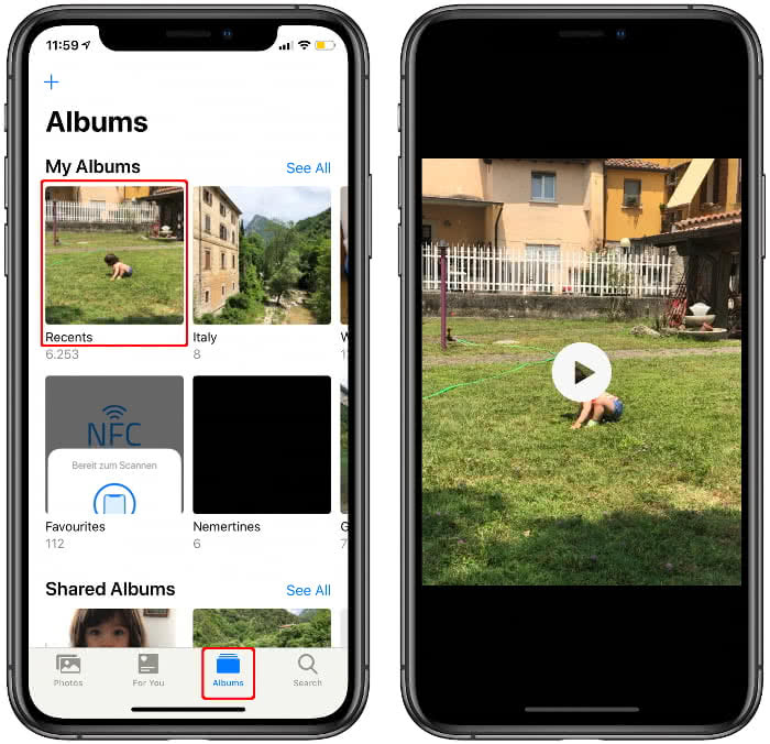 Recents album in the Photos app