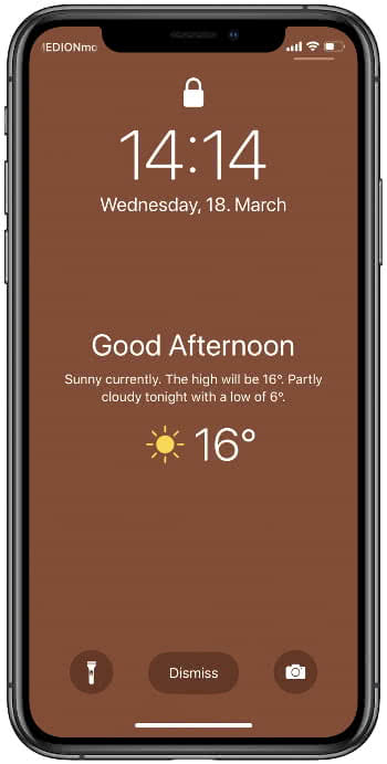 الطقس على شاشة قفل iPhone
