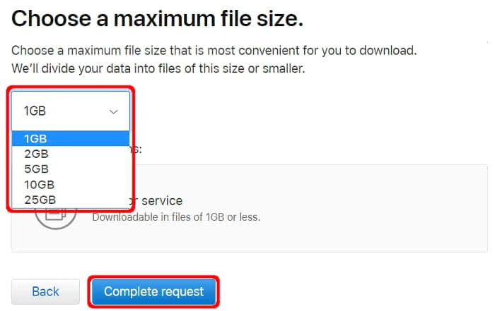 Sélectionnez la taille de fichier maximale pour télécharger des photos iCloud