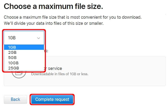 Select maximum file size for downloading iCloud photos