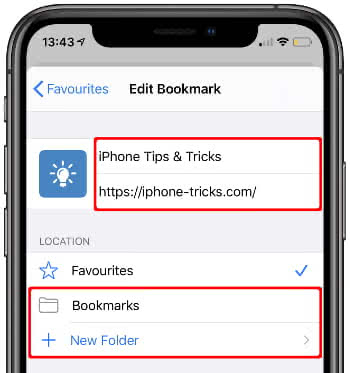 Edit Favorites in Safari