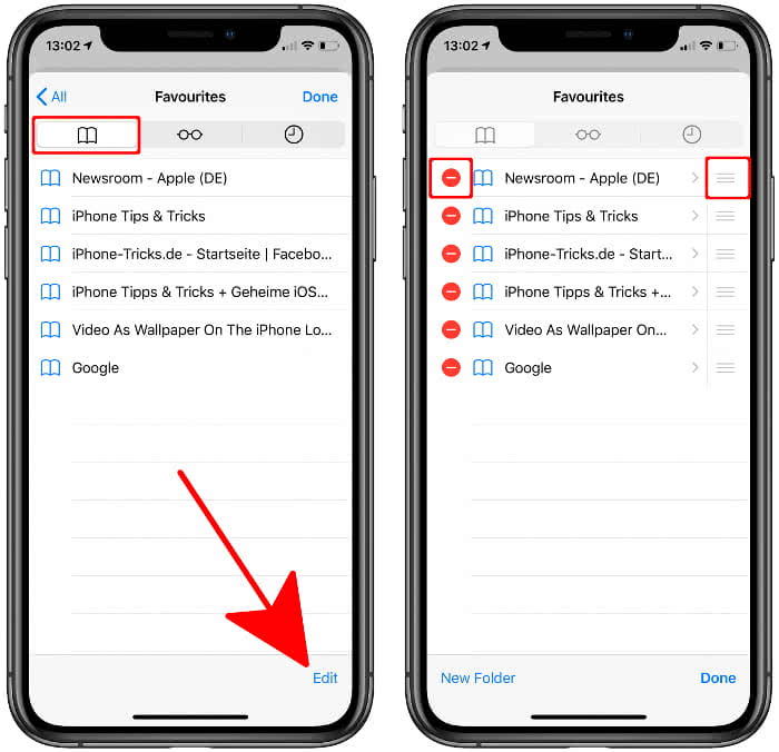 how to mass delete favorites on safari