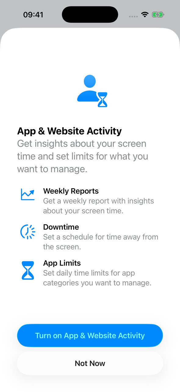 Turning on App & Website Activity in iPhone Screen Time settings